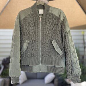 SIMKHAI Rollins Mixed Media Bomber Jacket "Park Slope" Size M
